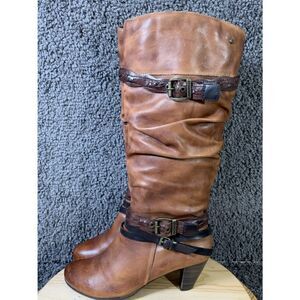 Pikolinos Verona Tall Boots Womens Size 10 Brown Leather Buckle Straps Knee High